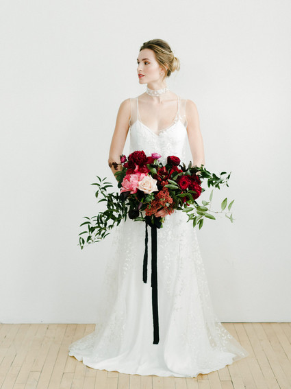 Romantic, moody red and black bridal inspiration