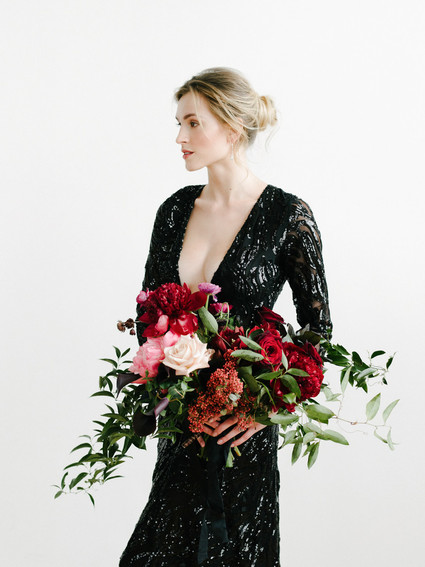 Romantic, moody red and black bridal inspiration