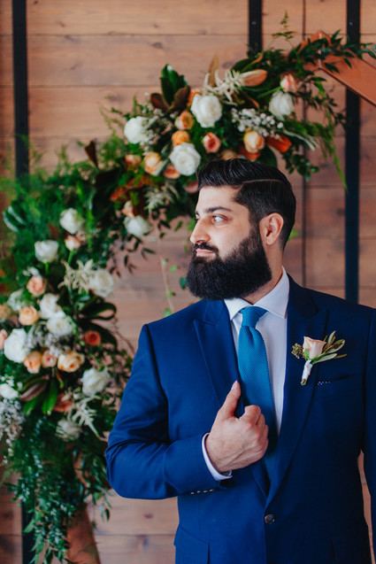 Blue grooms suit