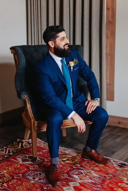 Blue grooms suit