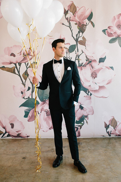 Floral wedding party ideas with The Black Tux Inspiration