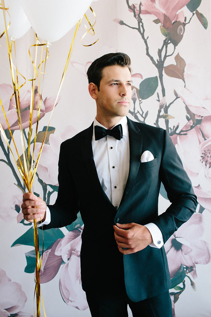 Floral wedding party ideas with The Black Tux Inspiration
