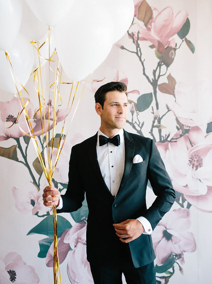 Floral wedding party ideas with The Black Tux Inspiration