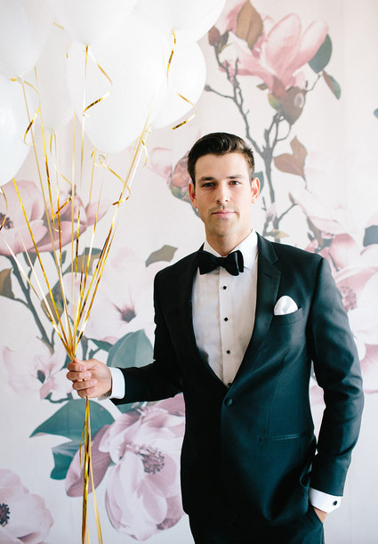 Floral wedding party ideas with The Black Tux Inspiration