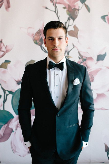 Floral wedding party ideas with The Black Tux Inspiration
