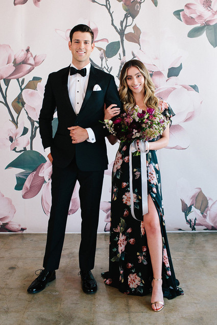 Floral wedding party ideas with The Black Tux Inspiration