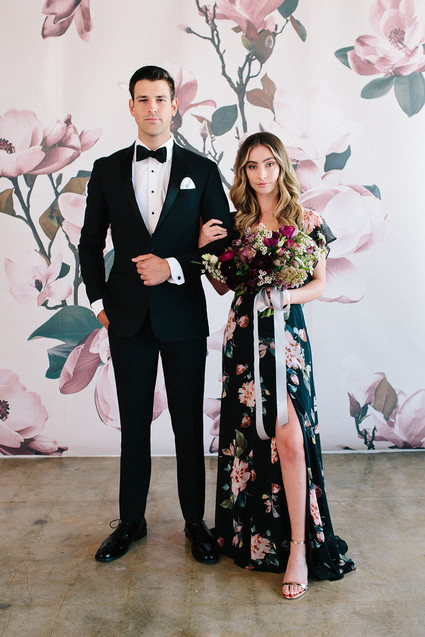 Floral wedding party ideas with The Black Tux Inspiration