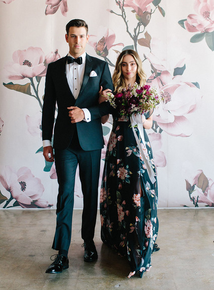 Floral wedding party ideas with The Black Tux Inspiration