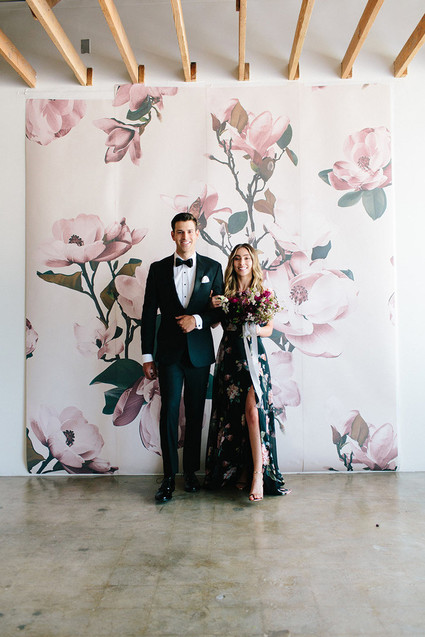 Floral wedding party ideas with The Black Tux Inspiration