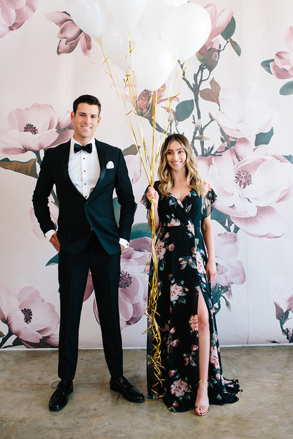 Floral wedding party ideas with The Black Tux Inspiration