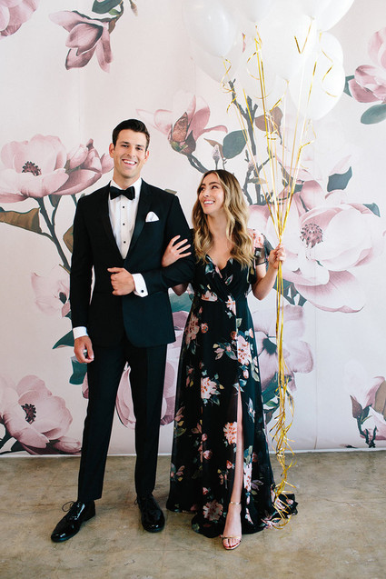 Floral wedding party ideas with The Black Tux Inspiration
