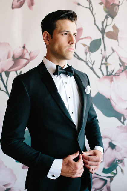 Floral wedding party ideas with The Black Tux Inspiration