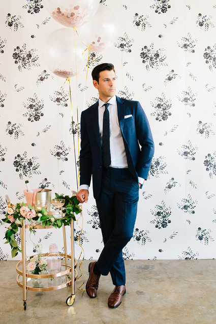 Floral wedding party ideas with The Black Tux Inspiration