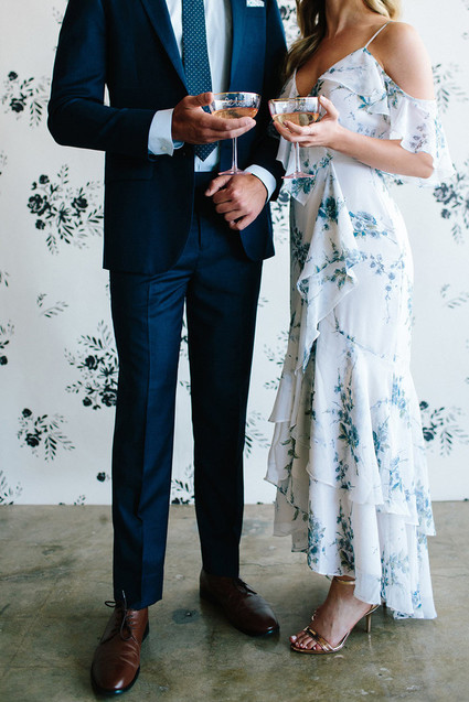 Floral wedding party ideas with The Black Tux Inspiration