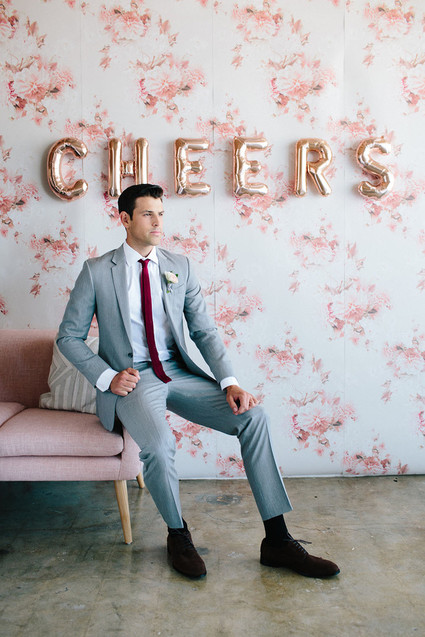 Floral wedding party ideas with The Black Tux Inspiration