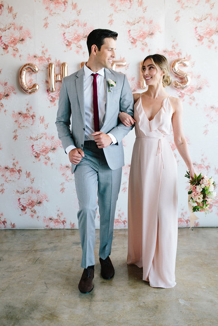 Floral wedding party ideas with The Black Tux Inspiration