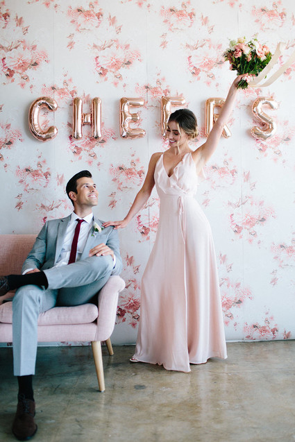 Floral wedding party ideas with The Black Tux Inspiration