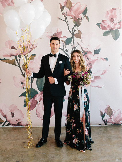 Floral wedding party ideas with The Black Tux Inspiration