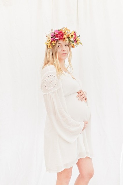 Flower crown maternity photos
