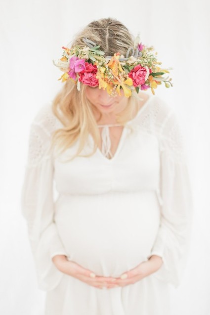 Flower crown maternity photos