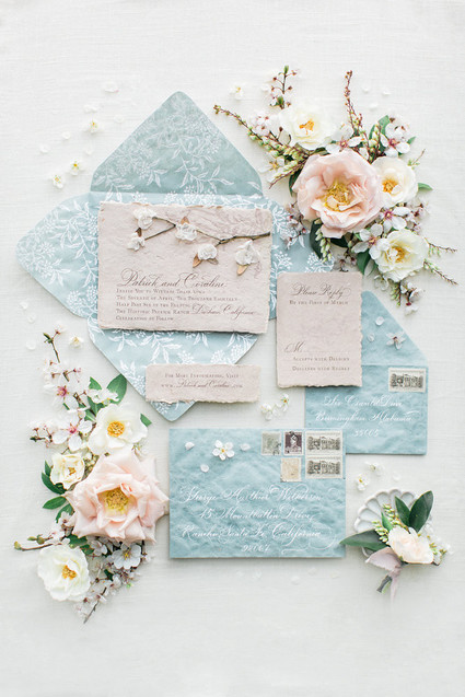 Romantic pastel spring blossom estate wedding
