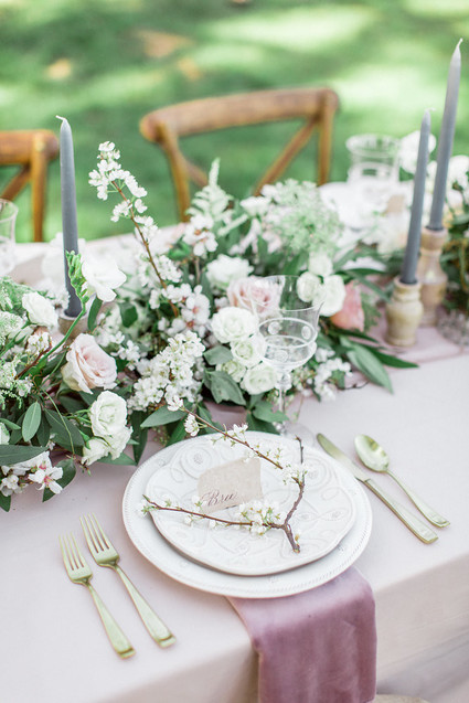 Romantic pastel spring blossom estate wedding