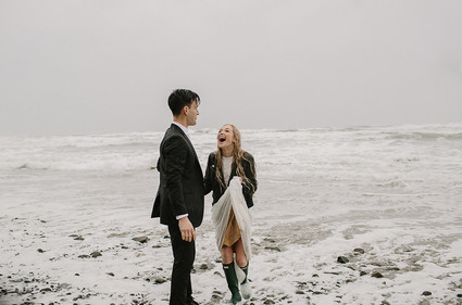 Forest and ocean newlywed shoot