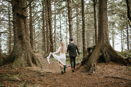 Forest and ocean newlywed shoot