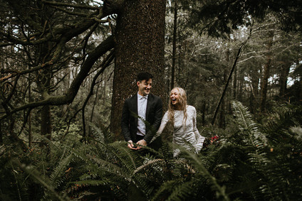 Forest and ocean newlywed shoot