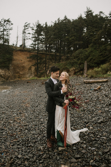 Forest and ocean newlywed shoot