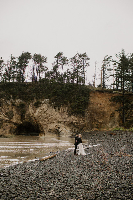 Forest and ocean newlywed shoot