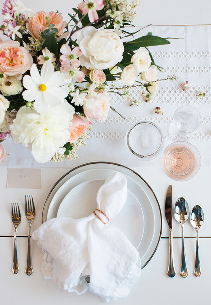 Feminine french inspired place setting with Crate and Barrel