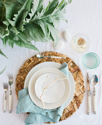 Beachy summer place setting with Crate and Barrel