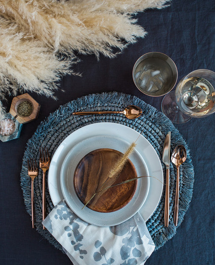 Rustic boho place setting with Crate and Barrel