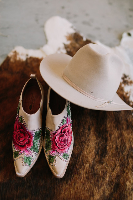 Rustic Joshua Tree wedding with a pink floral dress