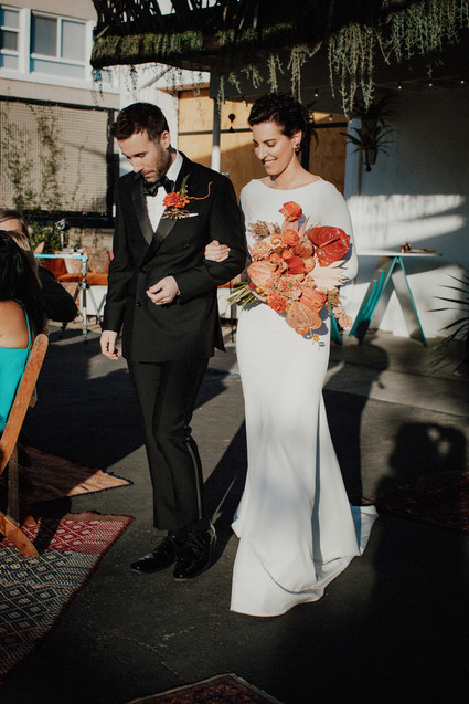 Artful hip earth-tone wedding at Office Party in LA