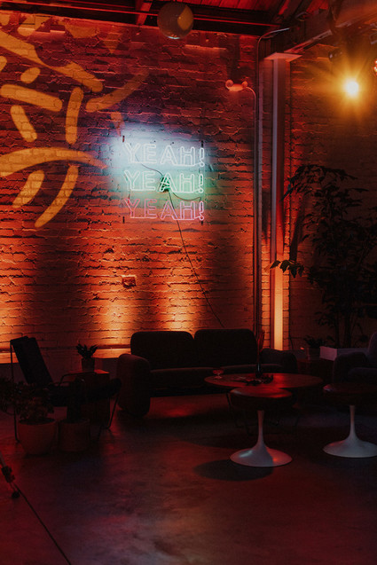 Artful hip earth-tone wedding at Office Party in LA