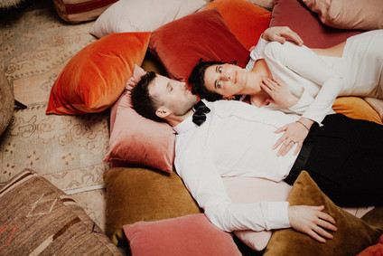 Artful hip earth-tone wedding at Office Party in LA