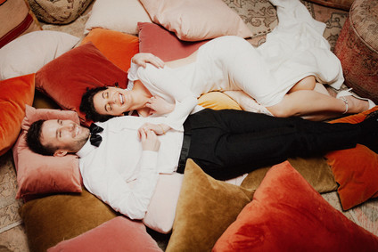 Artful hip earth-tone wedding at Office Party in LA