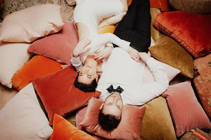 Artful hip earth-tone wedding at Office Party in LA