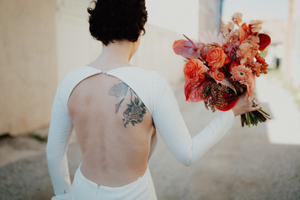 Artful hip earth-tone wedding at Office Party in LA