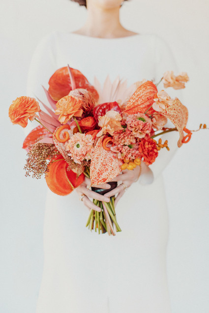 Artful hip earth-tone wedding at Office Party in LA