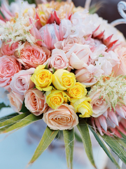 Peony inspired pastel wedding ideas in Santorini Inspiration
