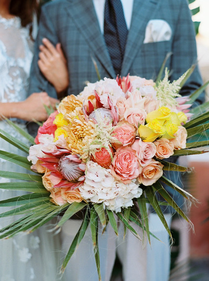 Peony inspired pastel wedding ideas in Santorini Inspiration