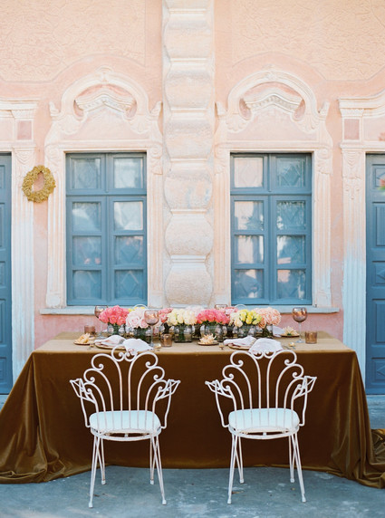 Peony inspired pastel wedding ideas in Santorini Inspiration