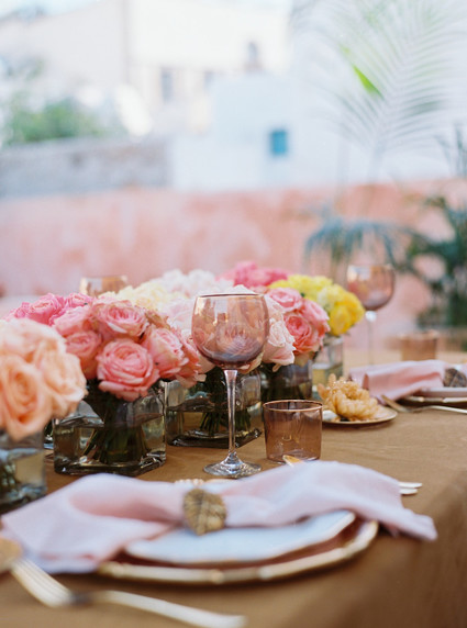 Peony inspired pastel wedding ideas in Santorini Inspiration