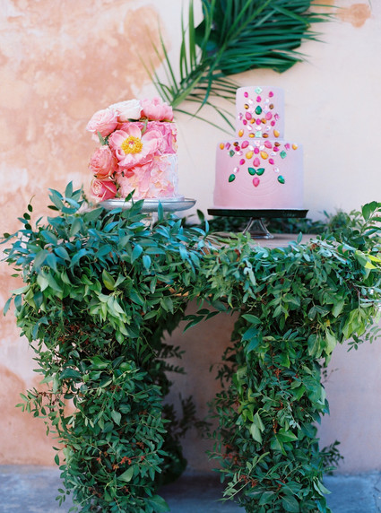 Peony inspired pastel wedding ideas in Santorini