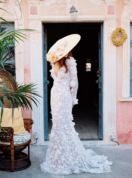 Peony inspired pastel wedding ideas in Santorini Inspiration