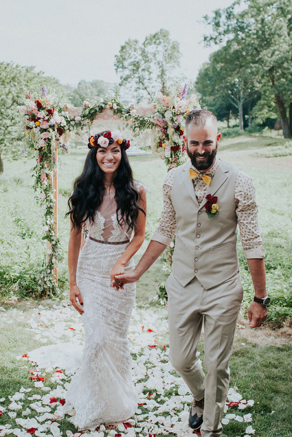 Colorful floral backyard summer wedding in Connecticut