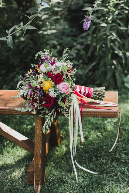 Colorful floral backyard summer wedding in Connecticut
